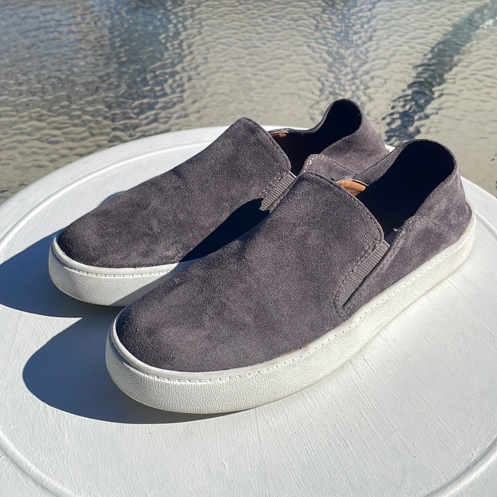 Steve Madden Fayna Womens 7.5 Gray Faux Fabric Kick Down Heel Comfort Flats